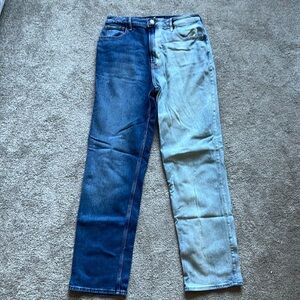 Hollister Women's Two-Tone High Waisted Straight Leg Jeans | Size: 7R (28x31)